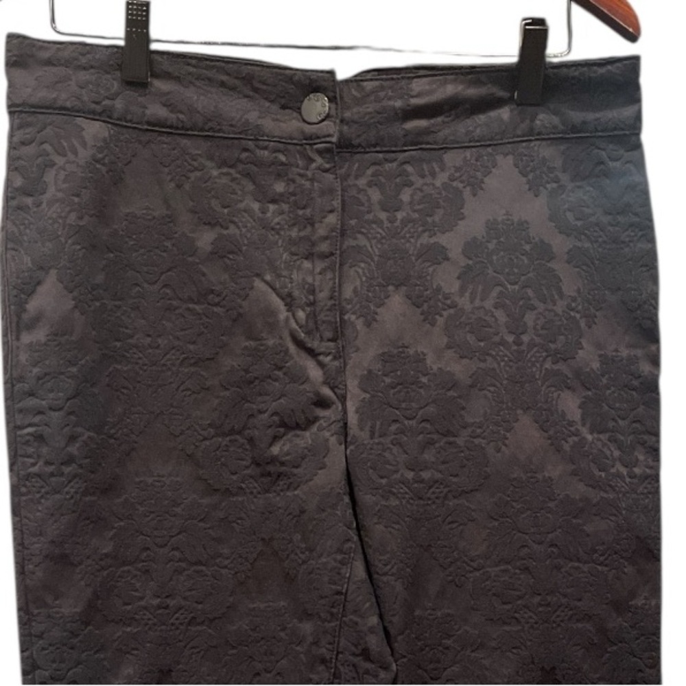 Pomodoro Black Floral Jacquard Slim Ankle Pants Women’s UK 14 (CDN L / 12)